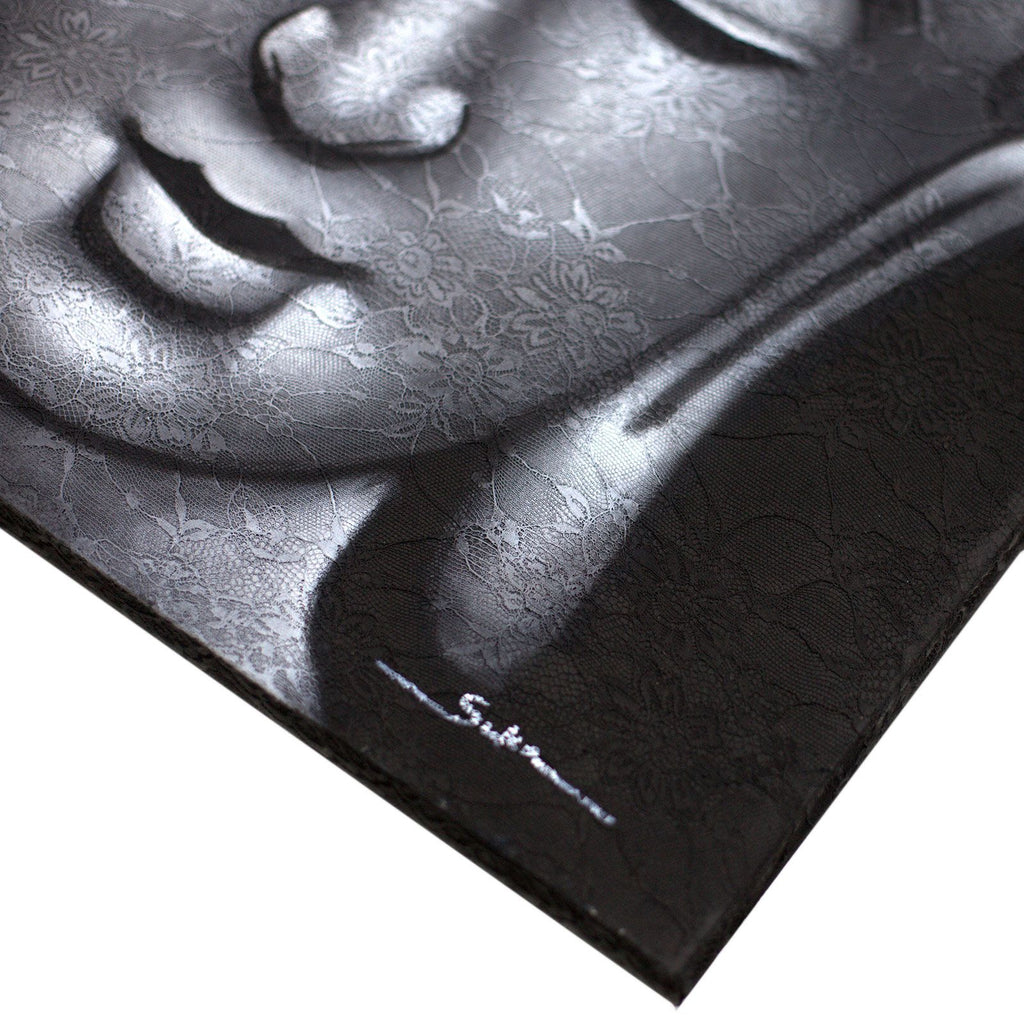 Buddah Painting - Gray Brocade Detail