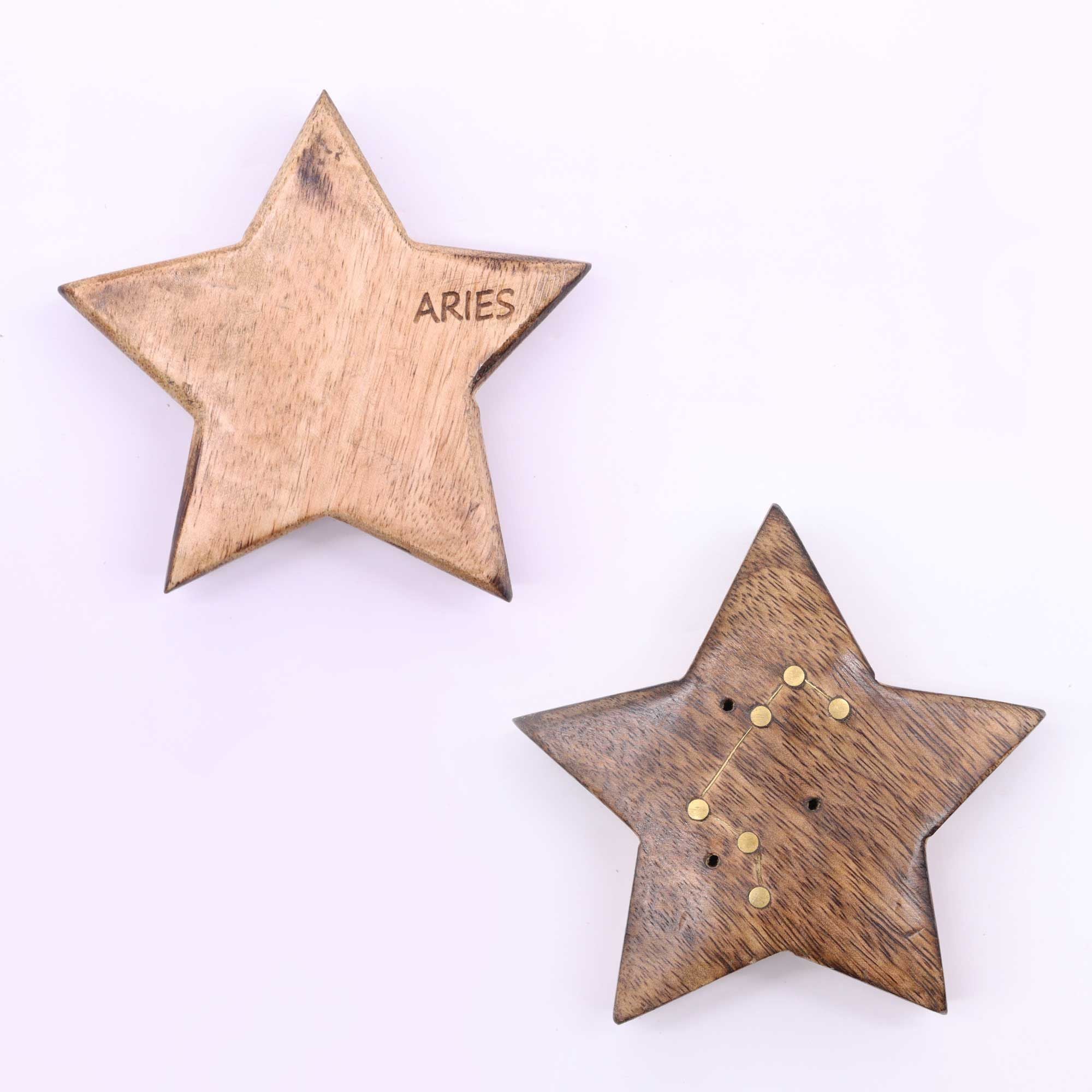 Engraved and Brass Zodiac Sign Incense Burners - Star
