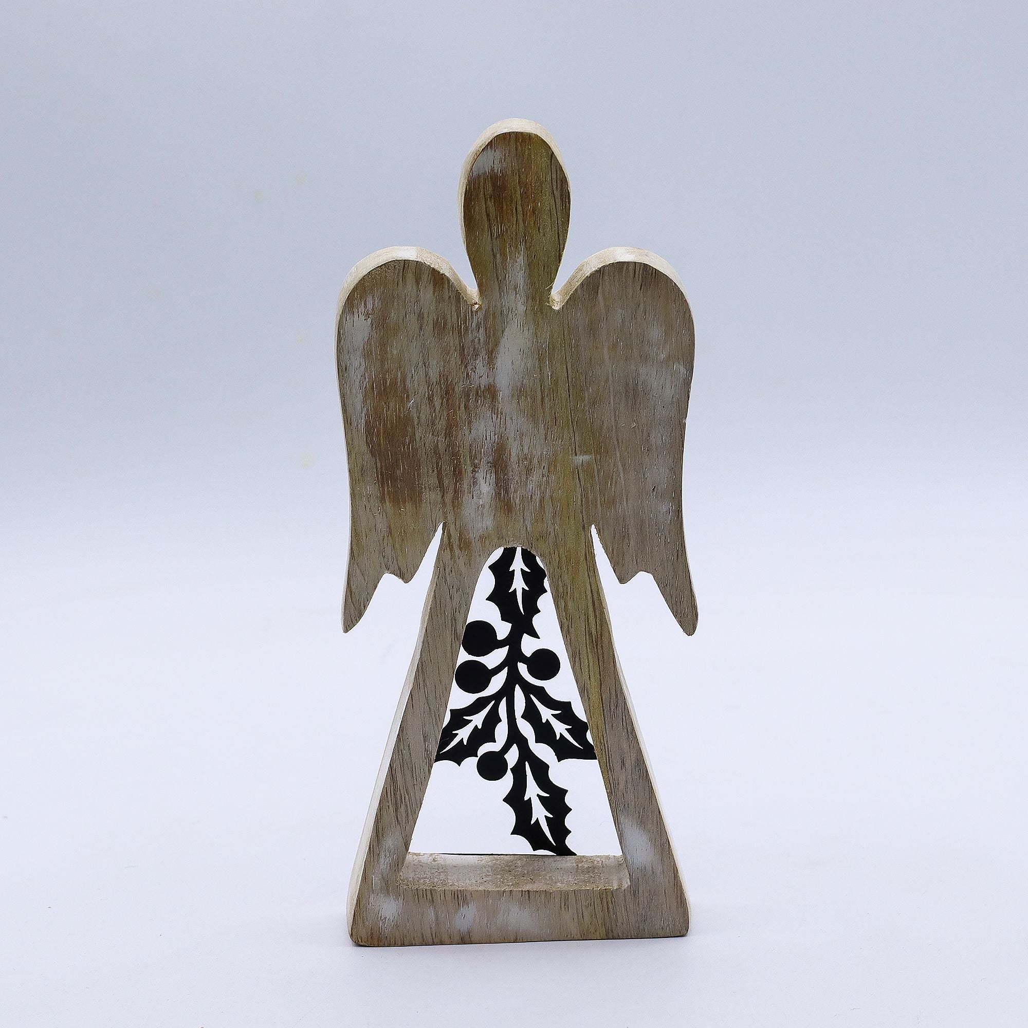 Mango Wood Angel - Whitewash with Iron Decor Cut Out
