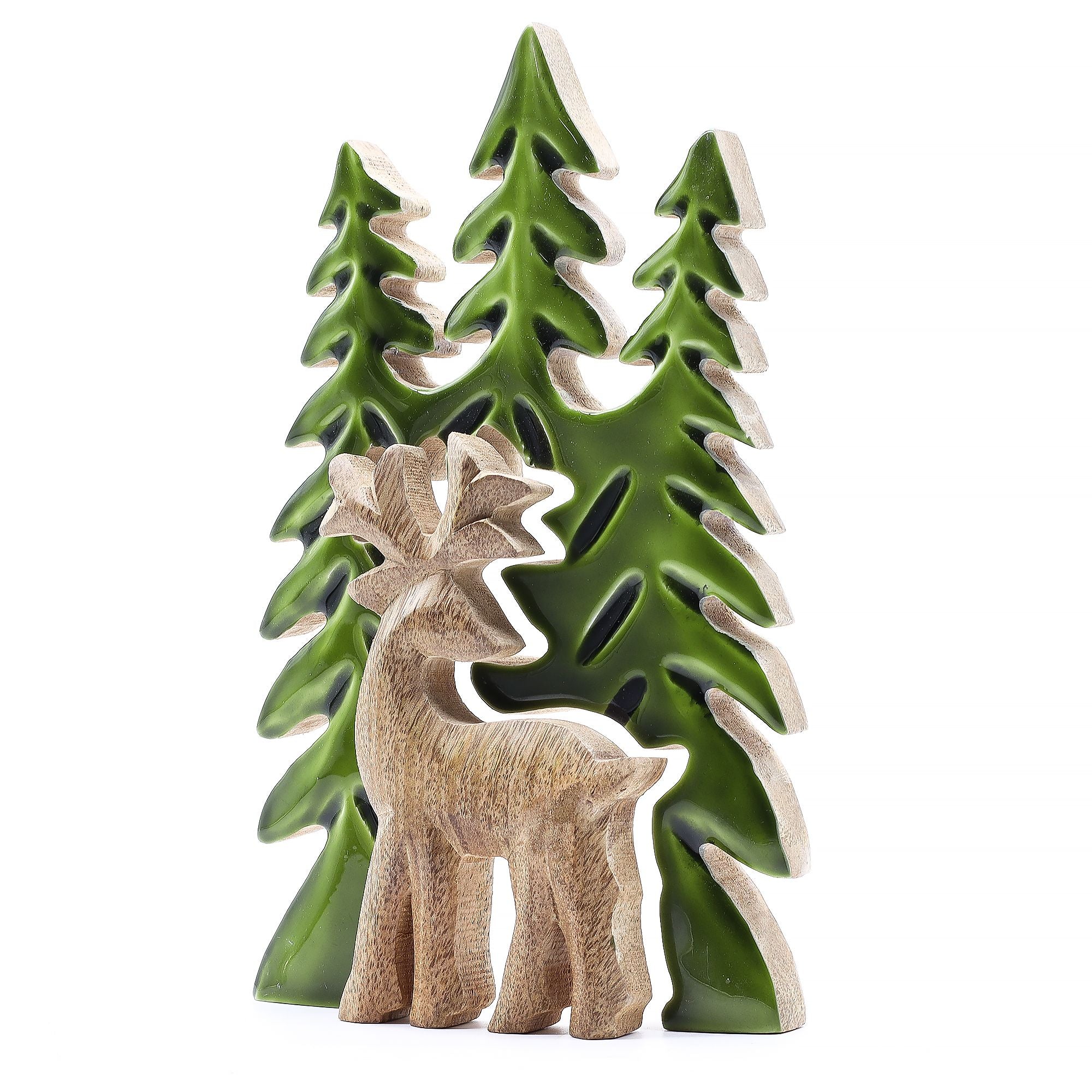 Lost in the Forrest -  Stag in the Forrest 3D Wooden Decoration - 25x15cm