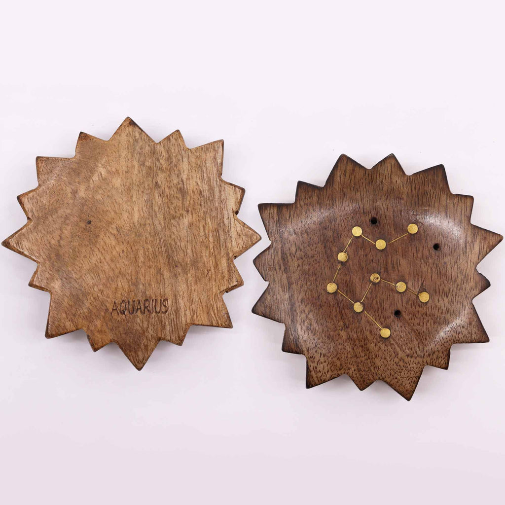 Engraved and Brass Zodiac Sign Incense Burners - Sun