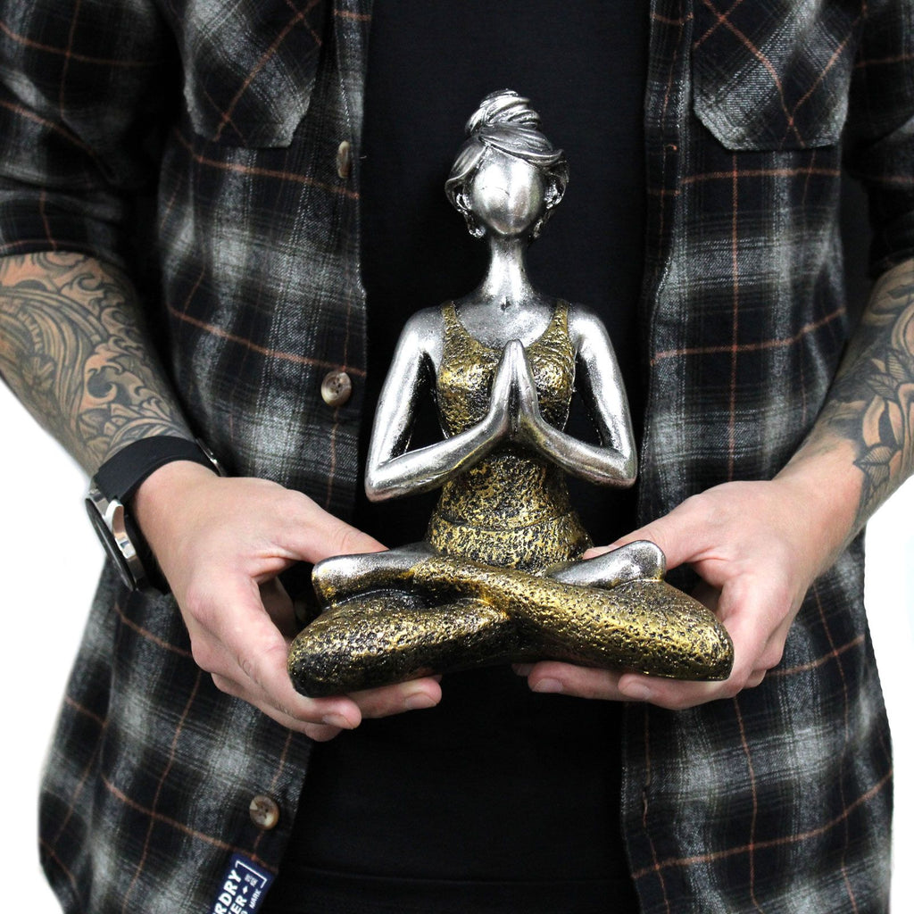 Yoga Lady Figure - Silver &amp; Gold 24cm