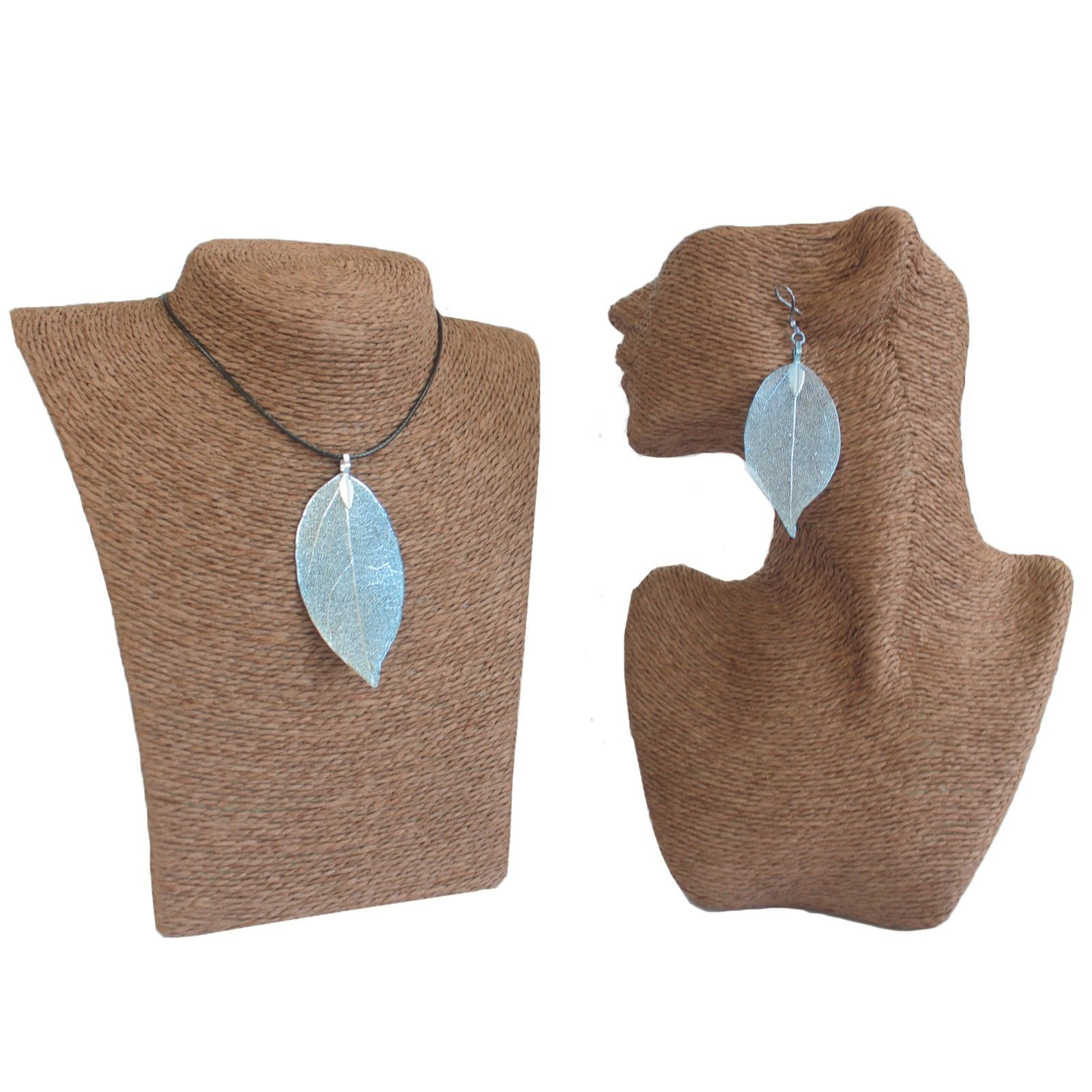 Necklace &amp; Earring Set - Bravery Leaf - Blue