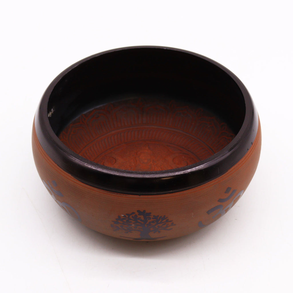 Earth Powder Singing Bowl - Clay Om Buddha - 16cm