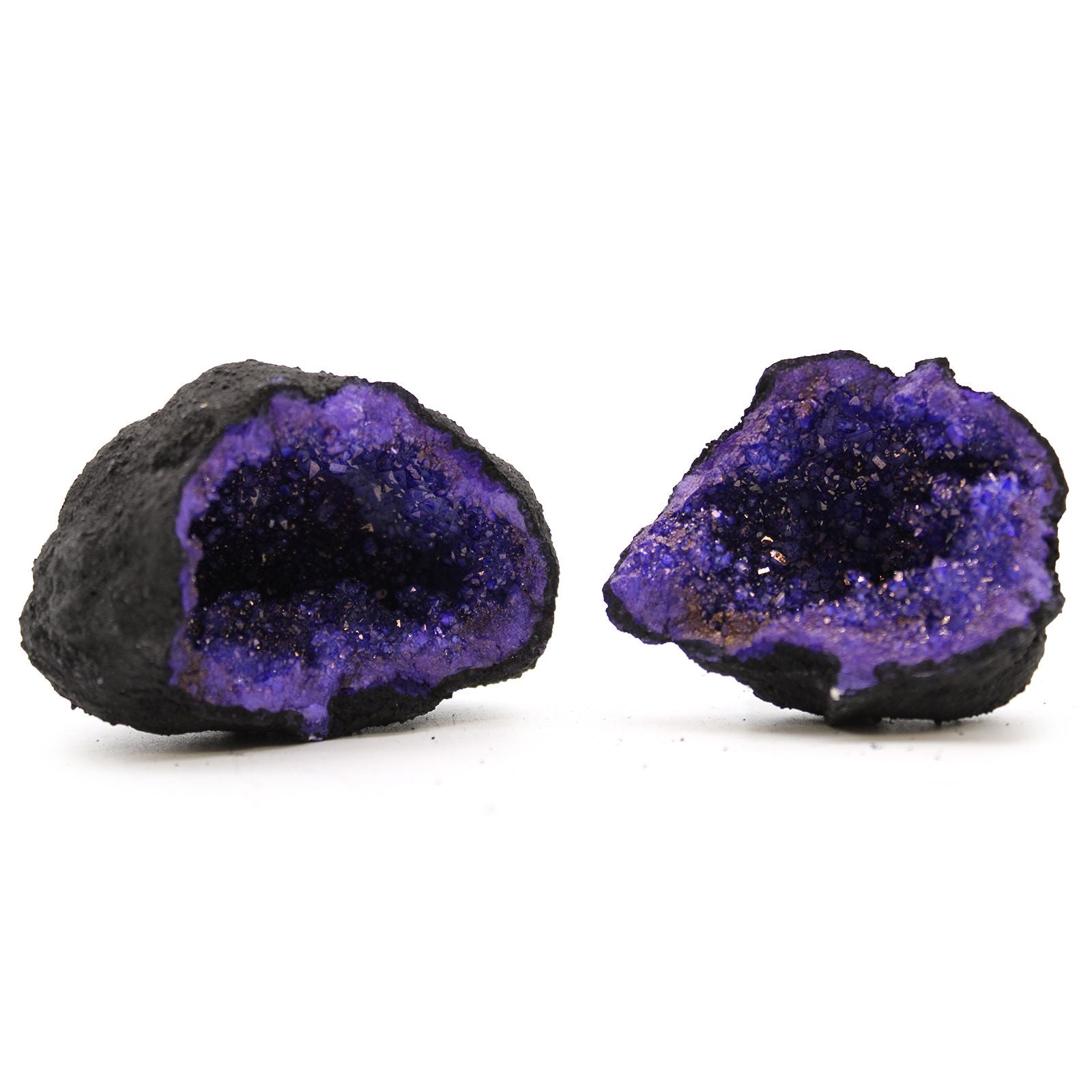 Coloured Calsite Geodes - Black Rock - Blue