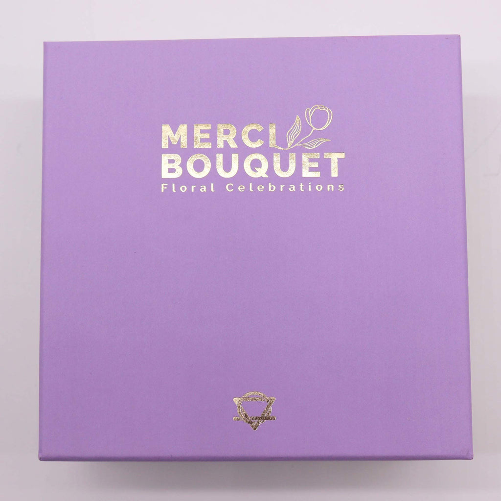 Caja cuadrada - Rosa lavanda y clavel