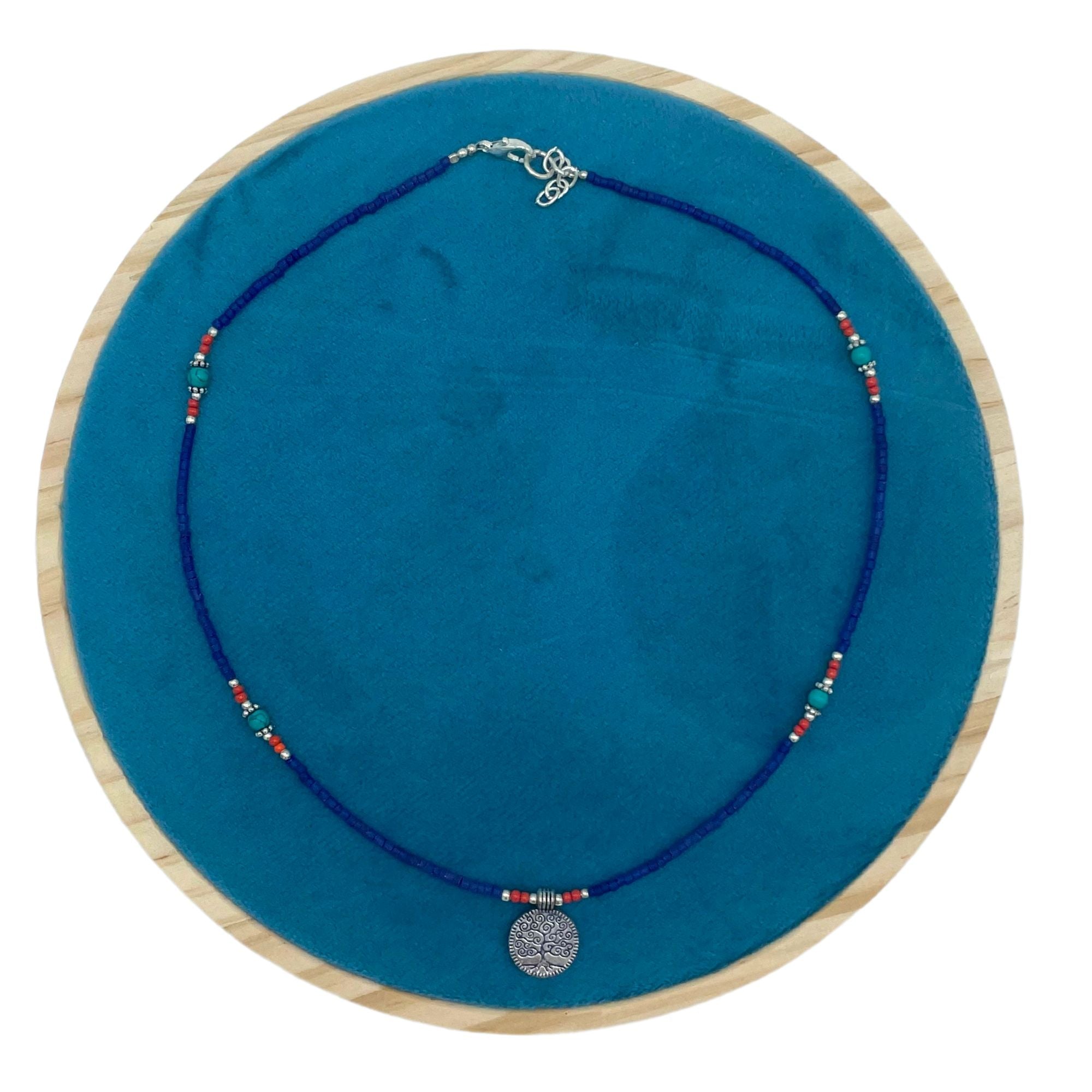 Nepalese Extra Fine Gem Necklace - Blue Onyx &amp; Tree of Life