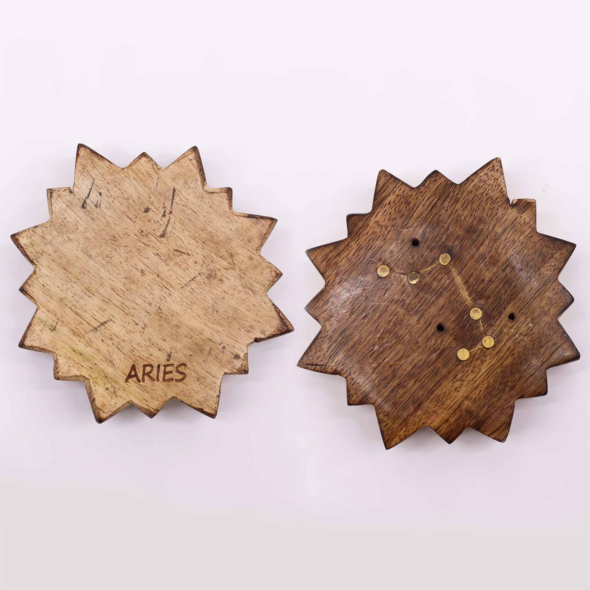 Engraved and Brass Zodiac Sign Incense Burners - Sun