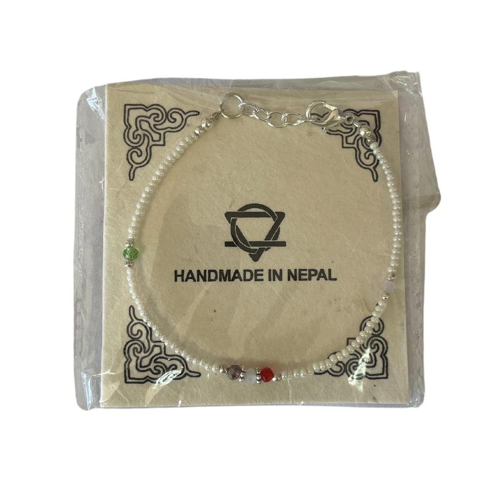 Nepalese Extra Fine Gem Bracelet - Pearl &amp; Cut Beads
