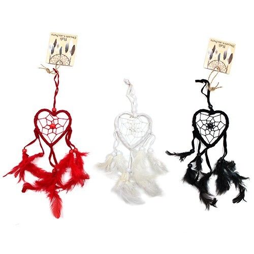 Bali Dreamcatcher - Small Heart - Black/White/Red