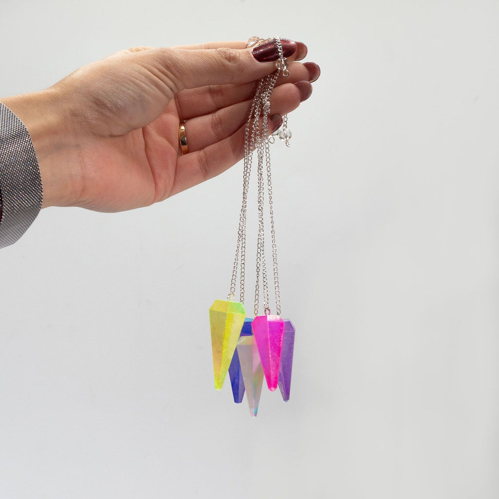 Six Sided Pendulum - Aurora Crystal Pink - 4cm