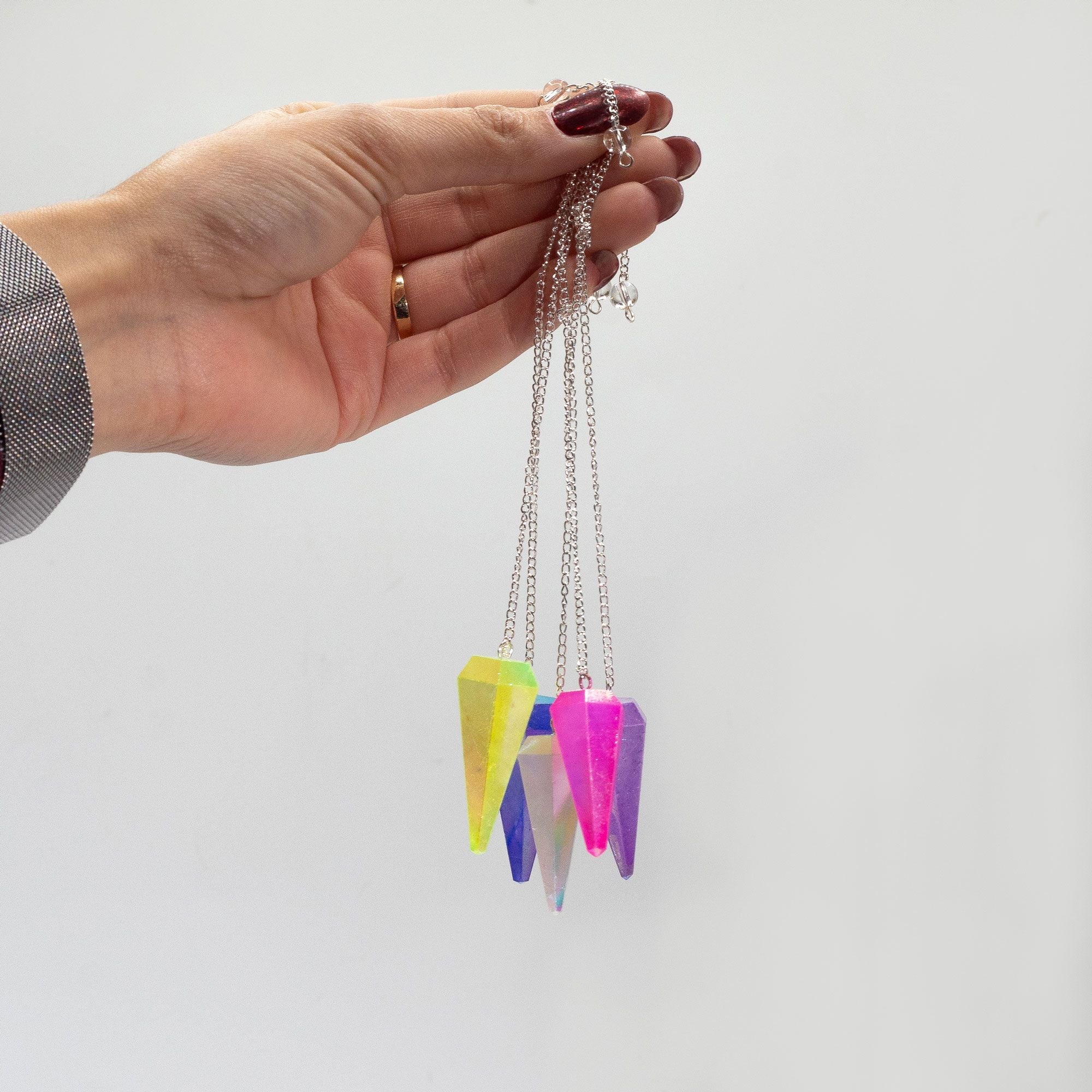 Six Sided Pendulum - Aurora Crystal Pink - 4cm