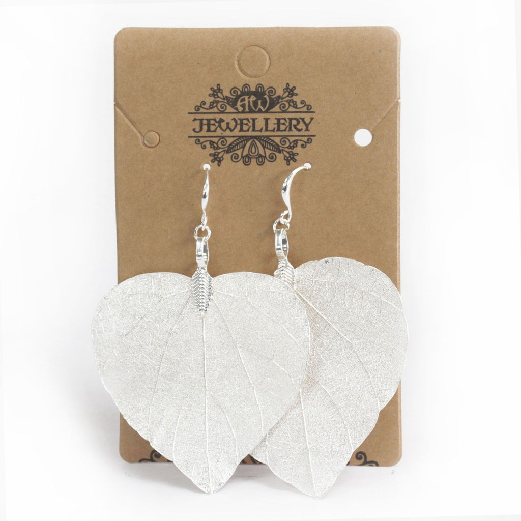Earrings - Heart Leaf - Silver