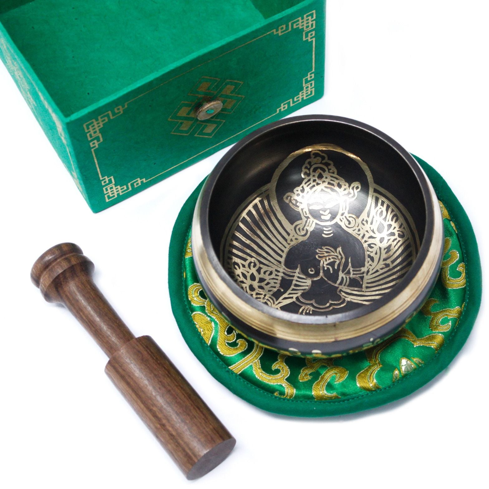 Juego de cuencos tibetanos de Tara Verde de 10 cm (mín. 380 g)