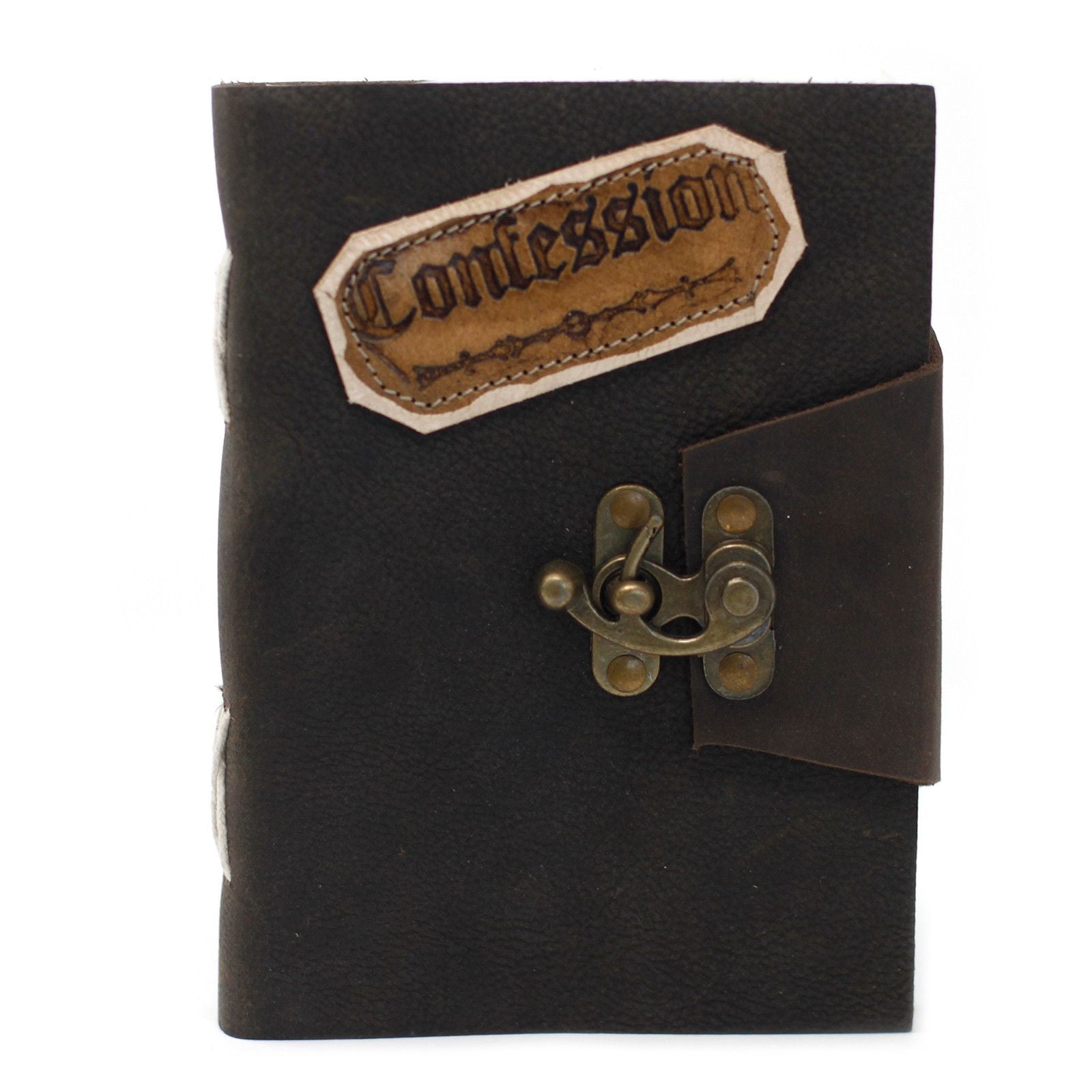 Leather Black Confessions with Lock Notebook (18x13 cm)