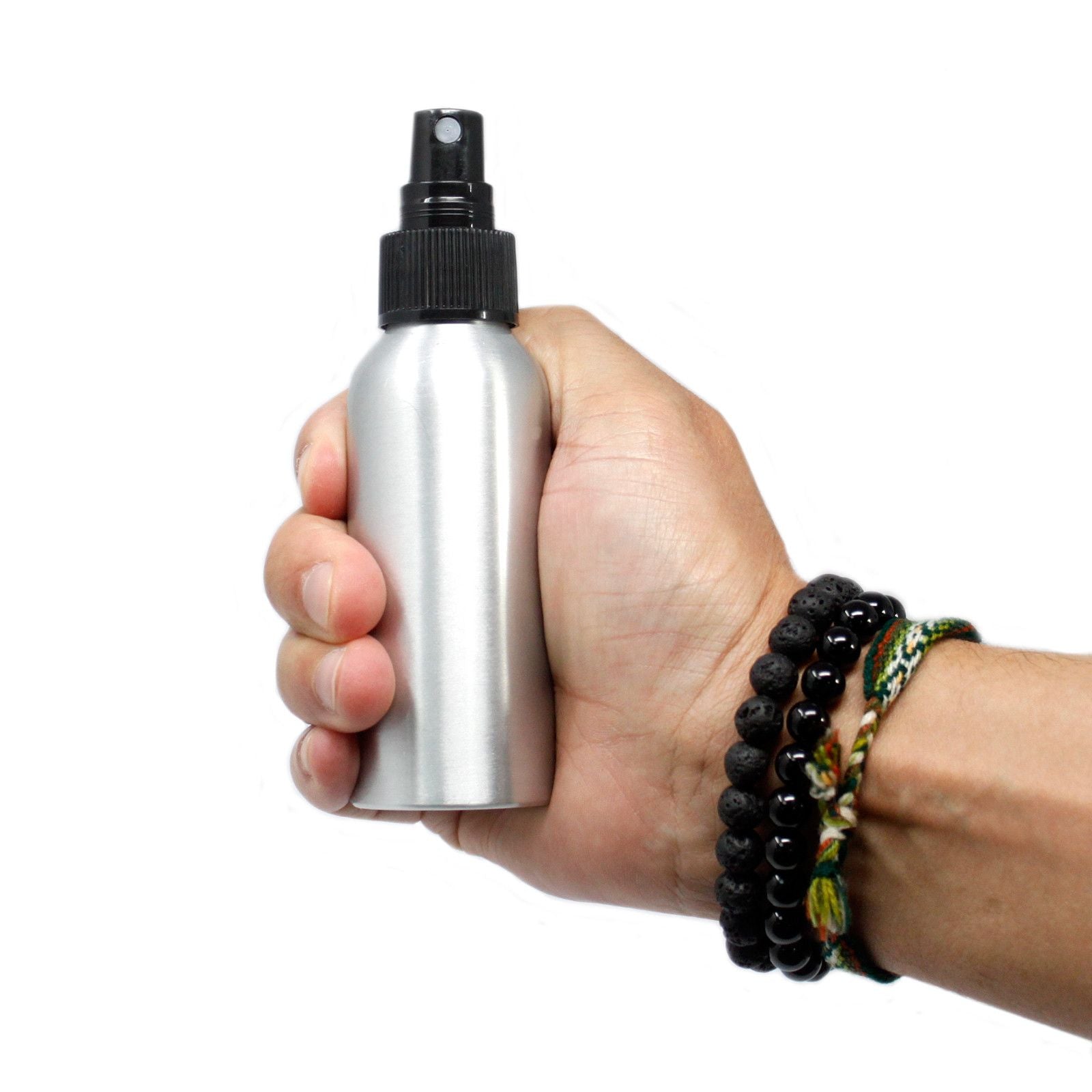 100ml Aluminum Bottle with Black Spray Top