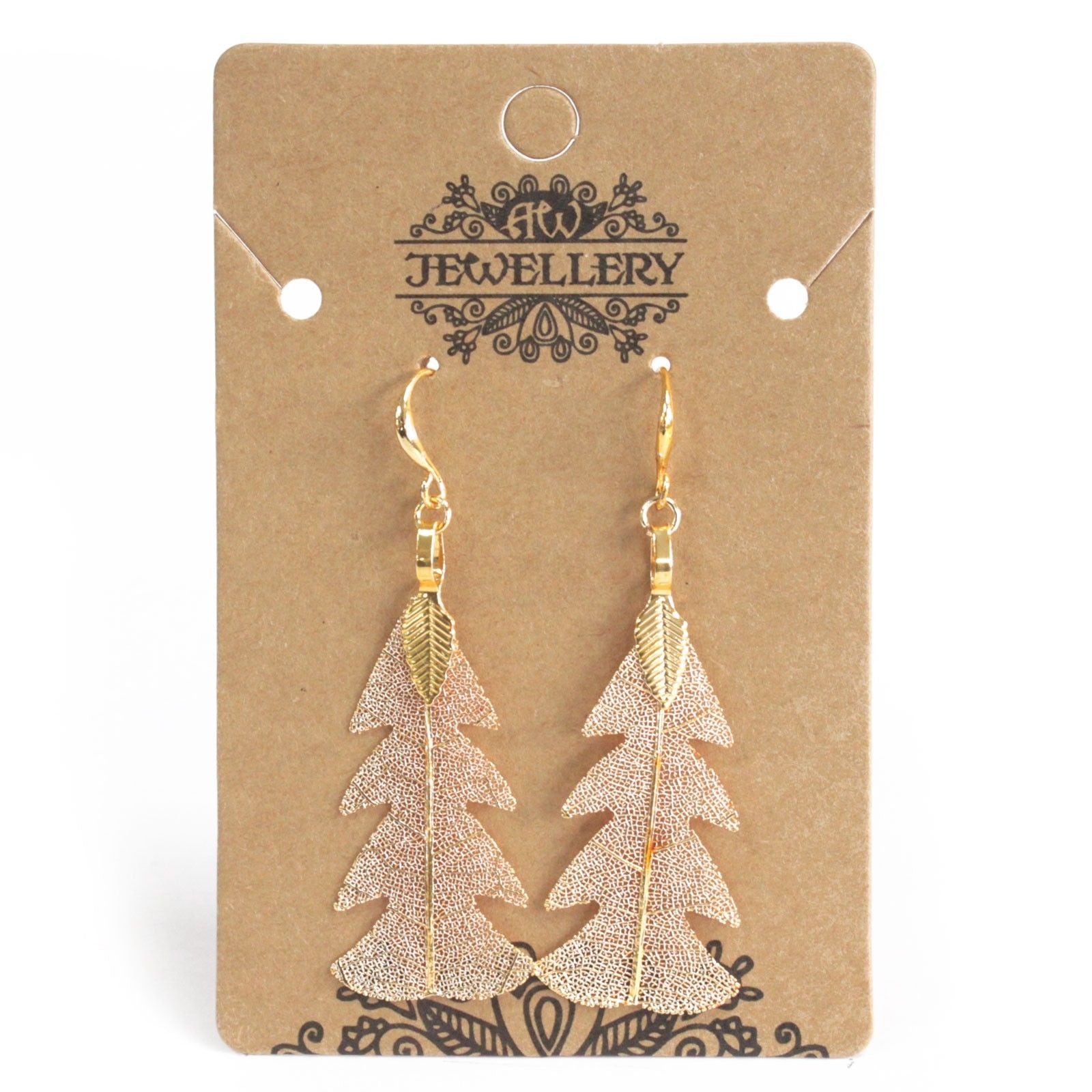 Earrings - Festive Fir Leaf - Gold