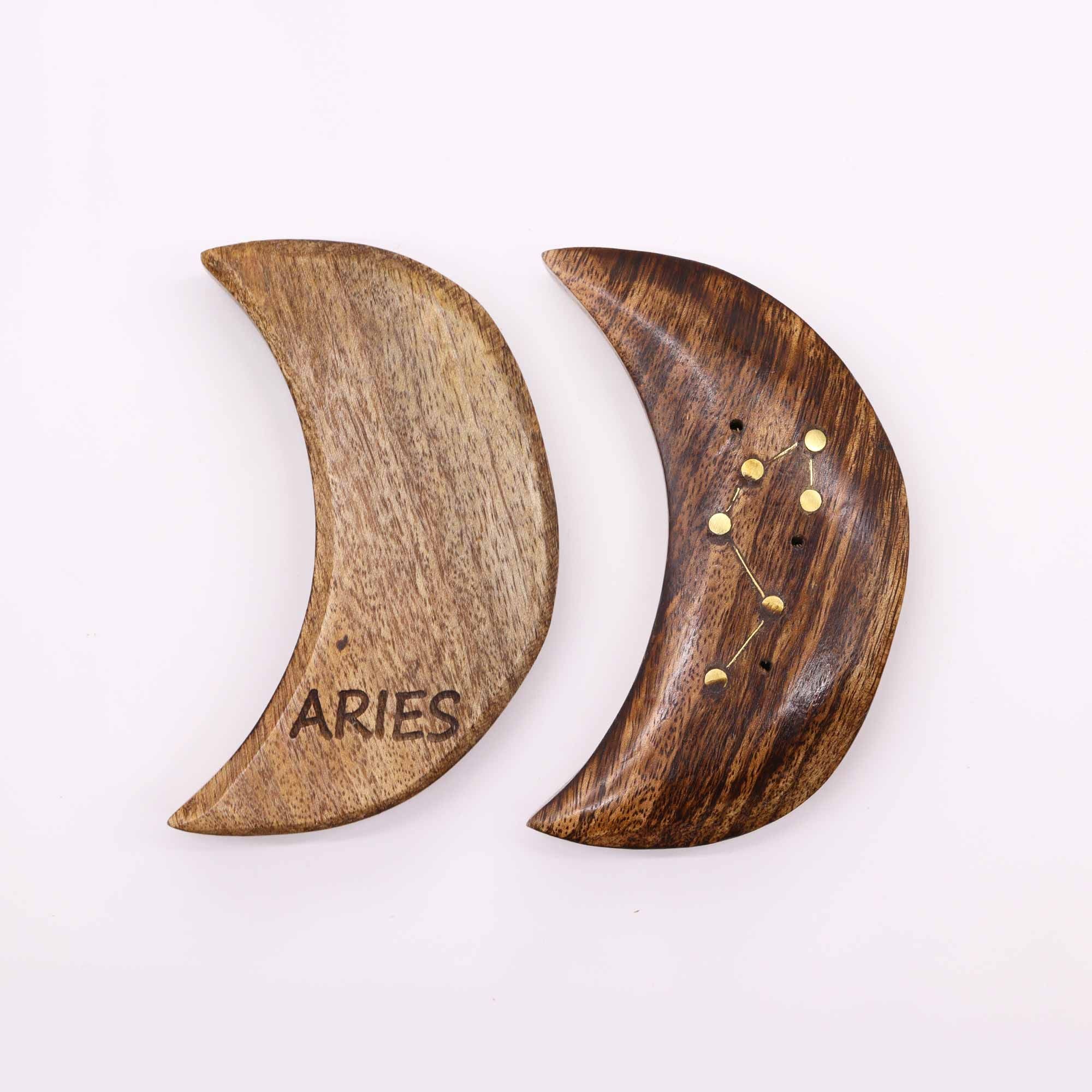 Engraved and Brass Zodiac Sign Incense Burners - Moon