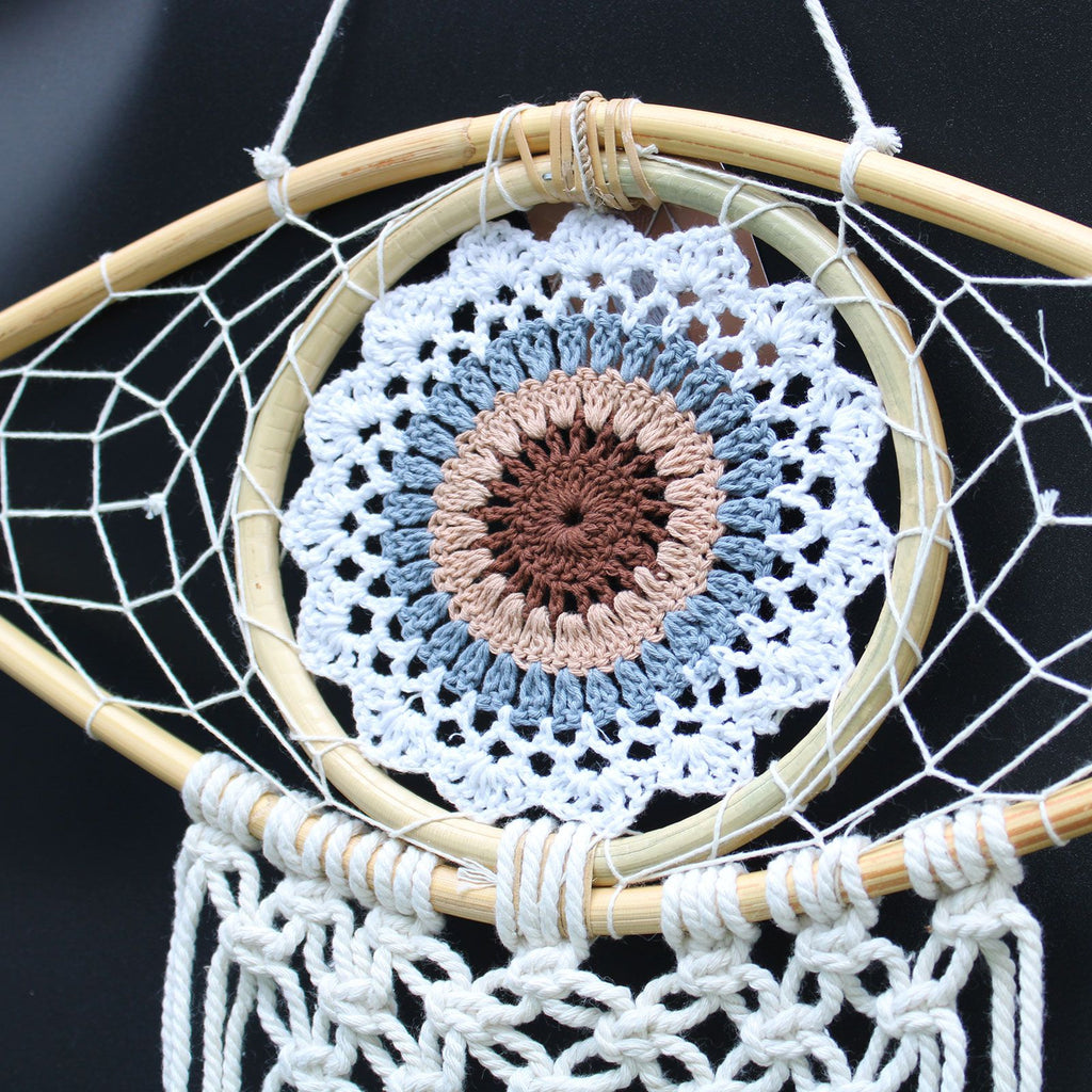 Protection Dream Cather - Med Macrame Eye White/Gey/Brown